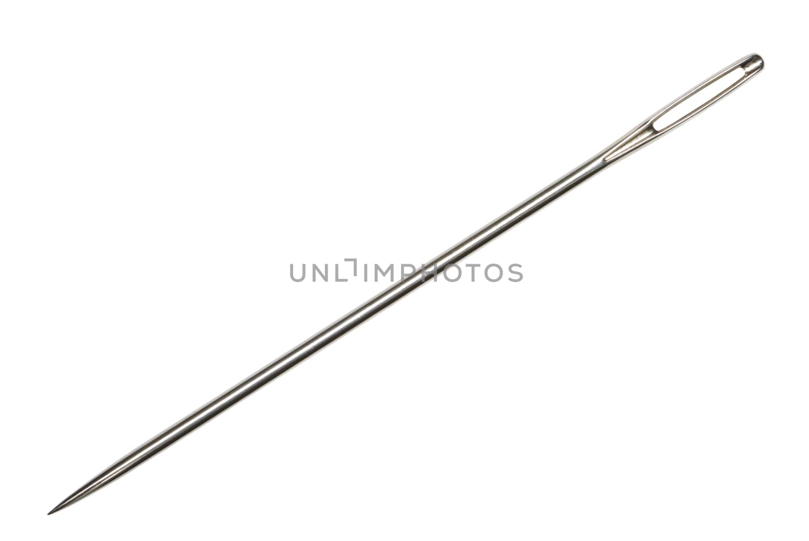 Needle (the tool for sewing) on an isolated white background. 