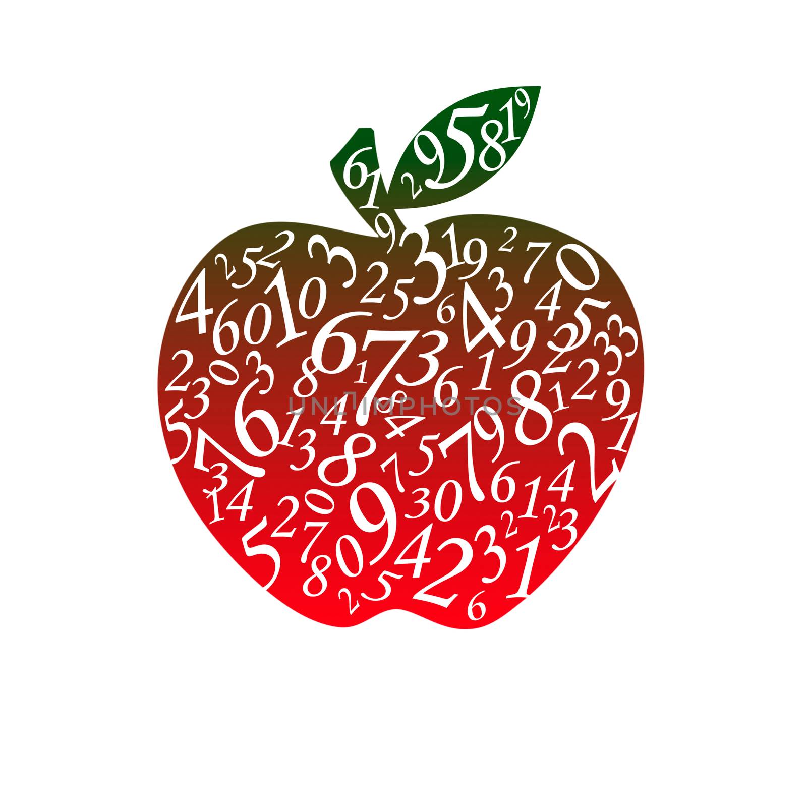 Many figures in the form of an apple. The isolated white background.

