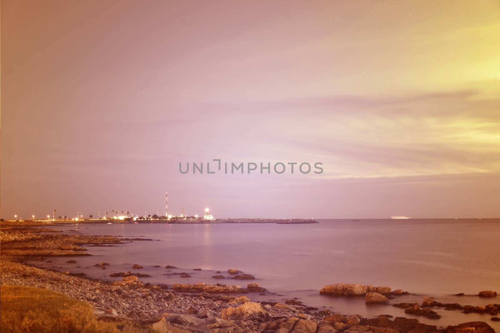 Vintage summer seashore cityscape. Chill out moment concept photography