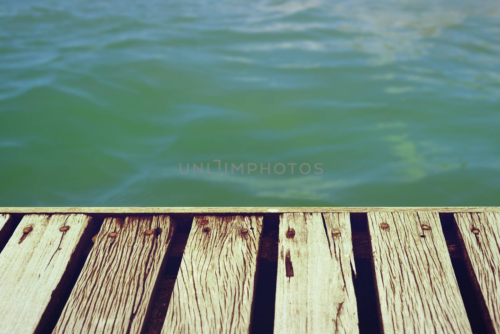 Summer time wooden deck with clipping path by cienpies