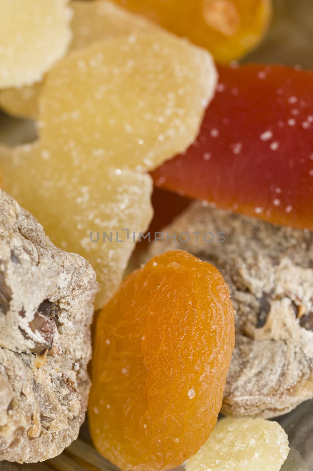 Ingredients for preparation of artigianal chocolate bar with dried fruits