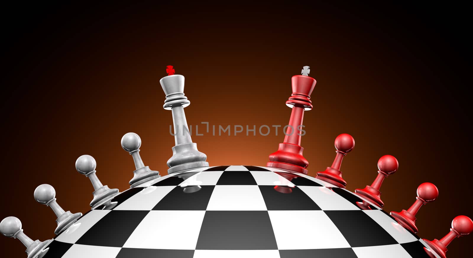 Chess red and gray on the chess field (symbol-political dialogue) 