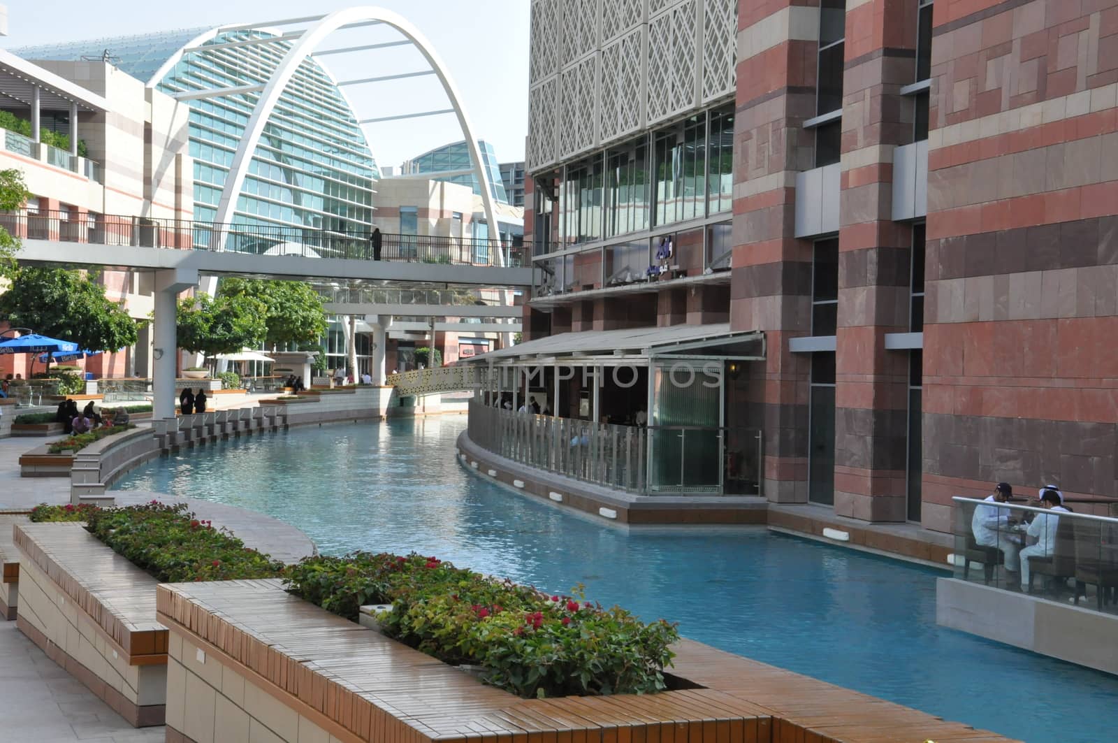 Festival Centre Waterfront in Dubai, UAE. Dubai Festival City is the Middle East's largest mixed-use development.