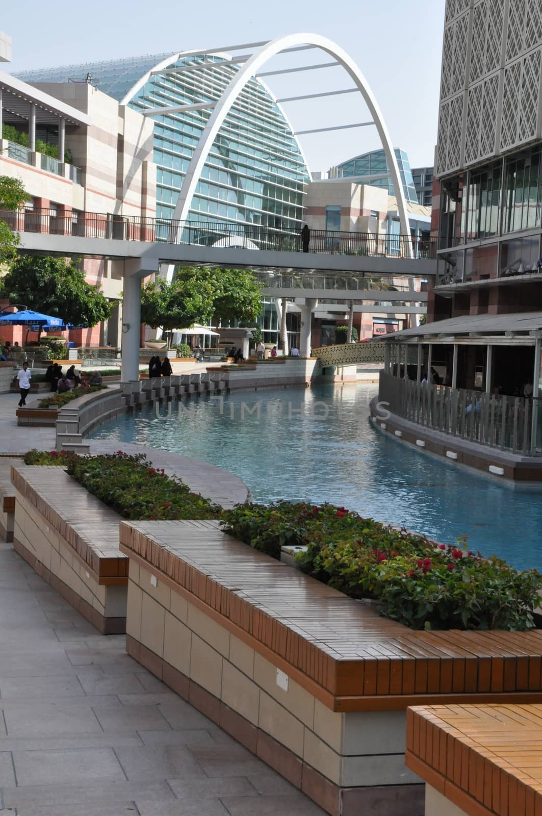 Festival Centre Waterfront in Dubai, UAE. Dubai Festival City is the Middle East's largest mixed-use development.