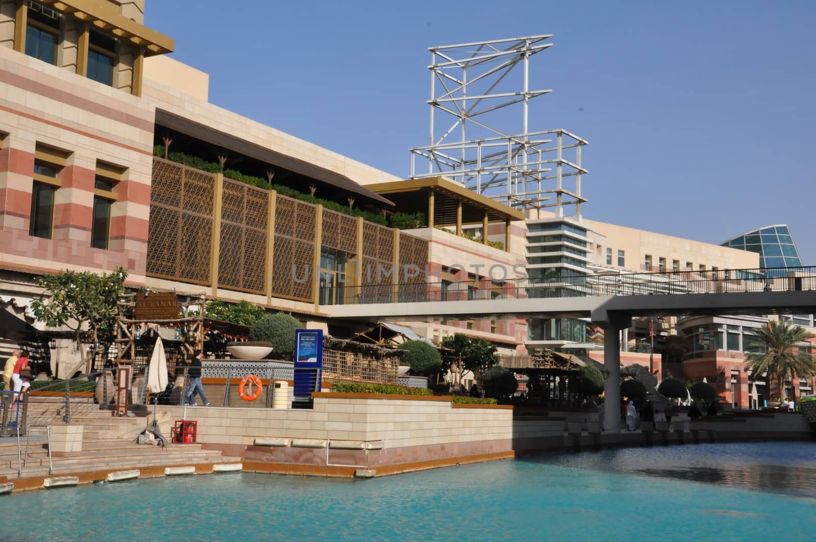 Festival Centre Waterfront in Dubai, UAE. Dubai Festival City is the Middle East's largest mixed-use development.