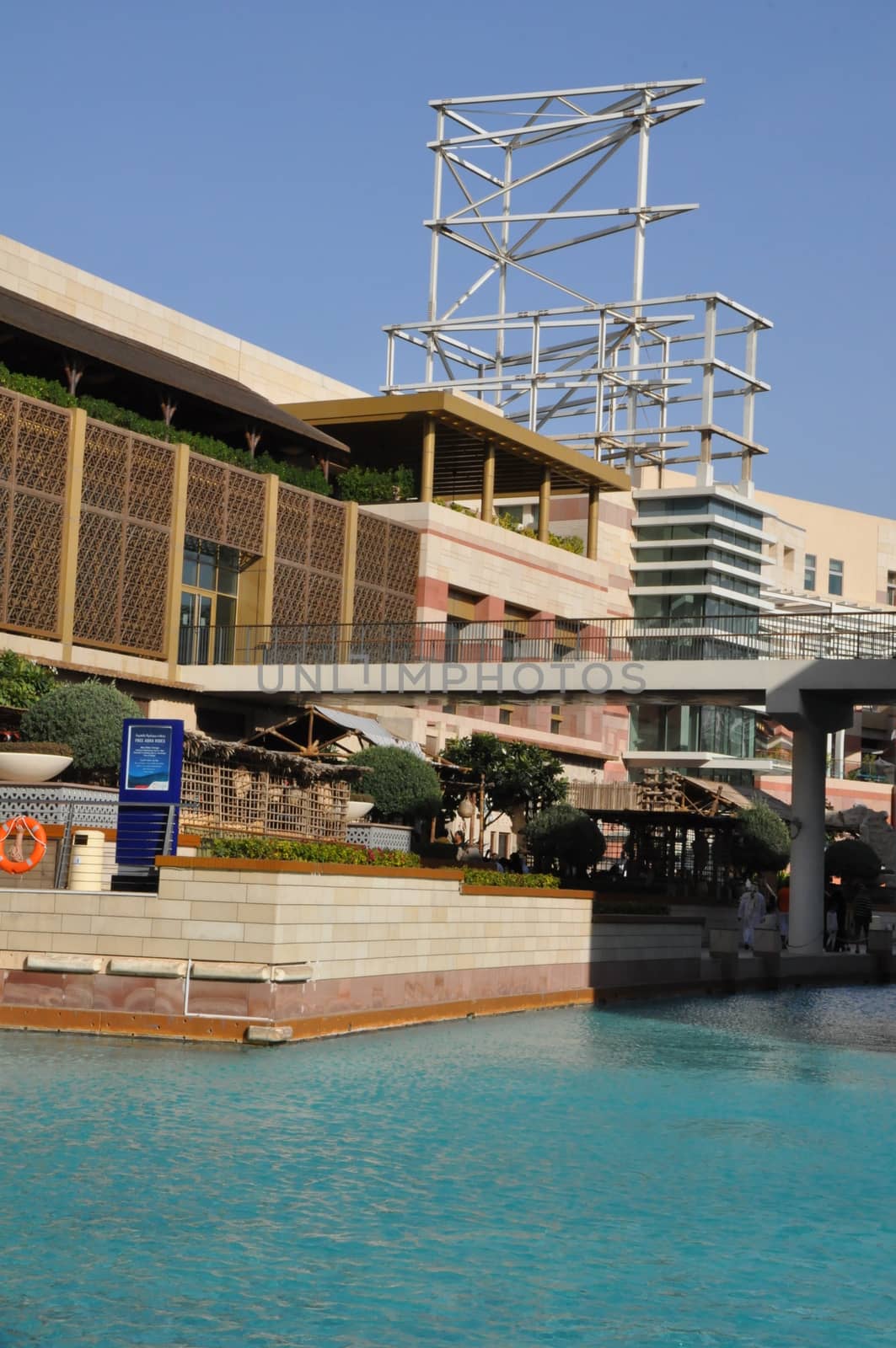 Festival Centre Waterfront in Dubai, UAE. Dubai Festival City is the Middle East's largest mixed-use development.