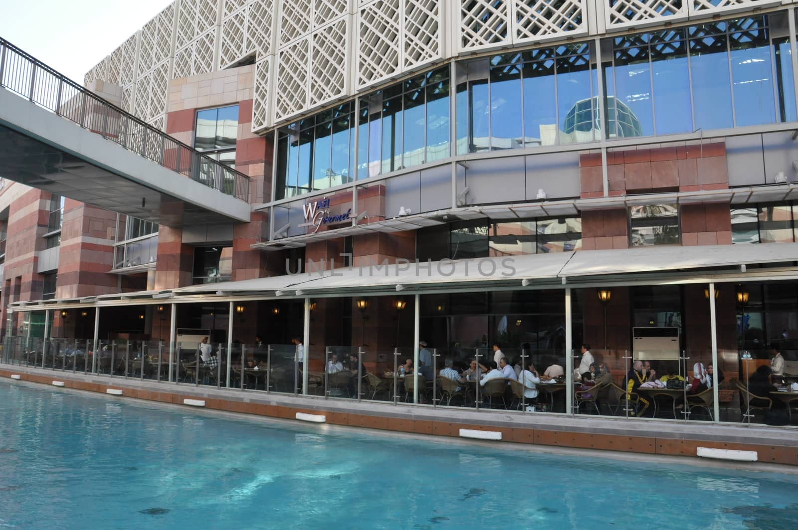 Festival Centre Waterfront in Dubai, UAE. Dubai Festival City is the Middle East's largest mixed-use development.