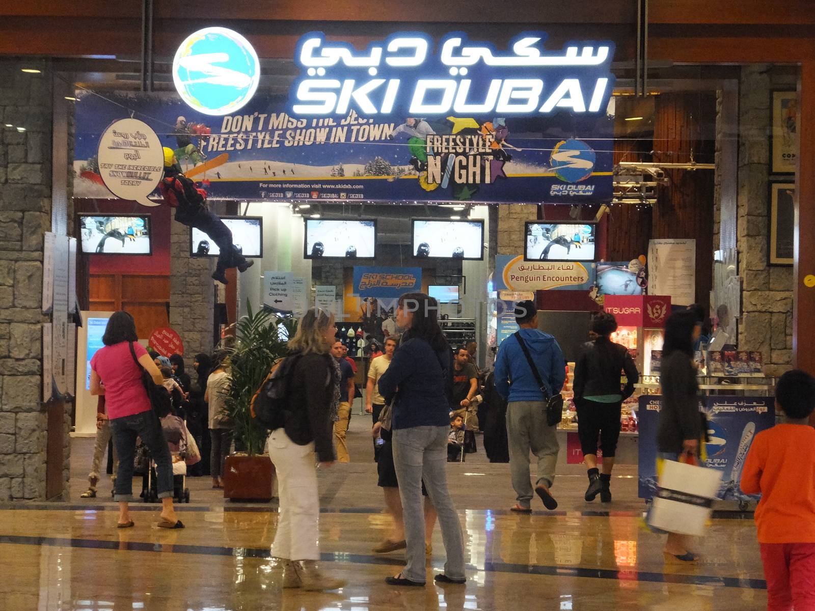 Ski Dubai at Mall of the Emirates in Dubai, UAE. Ski Dubai is an indoor ski resort with 22,500 square meters of indoor ski area.