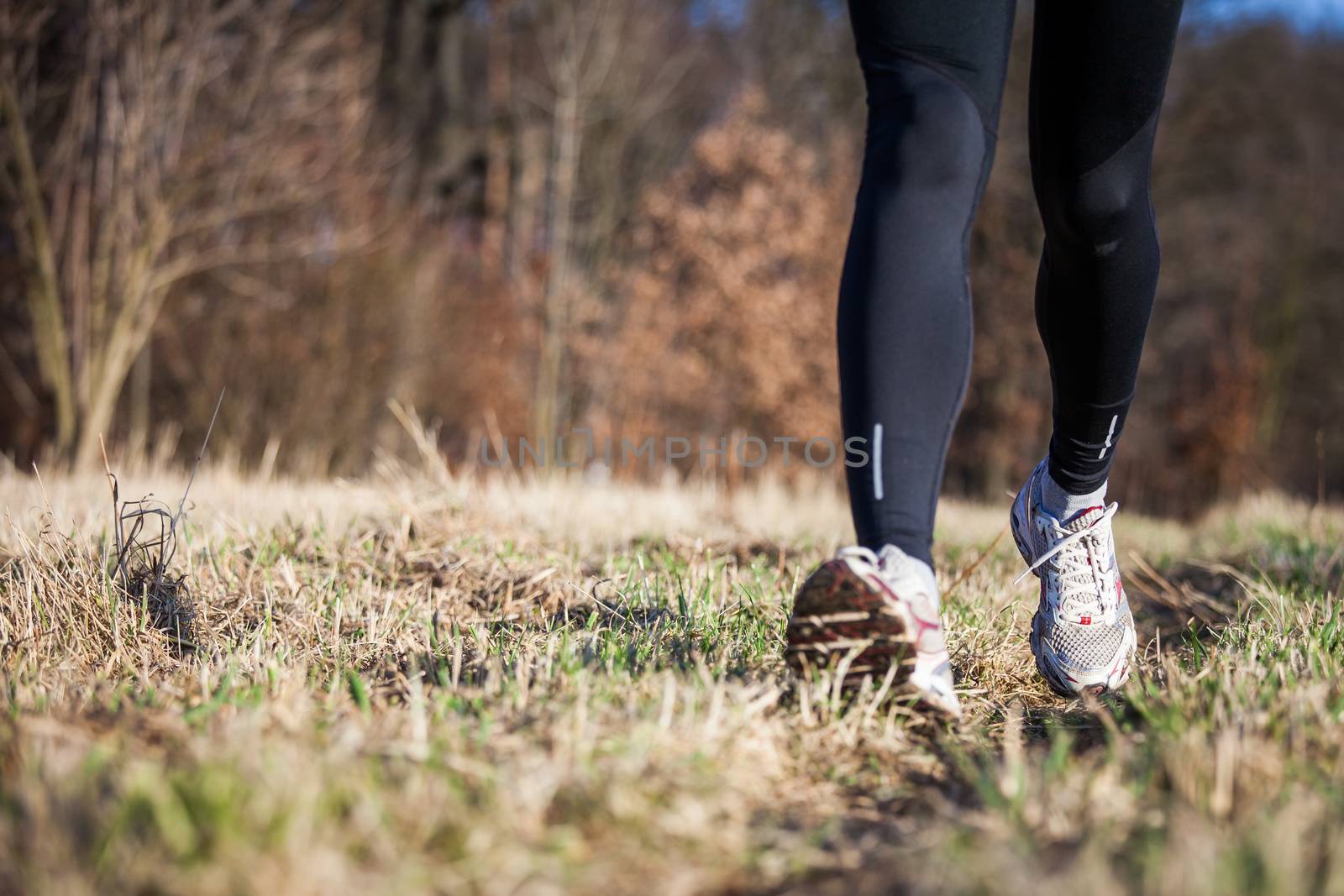 Jogging outdoors in a meadow by viktor_cap