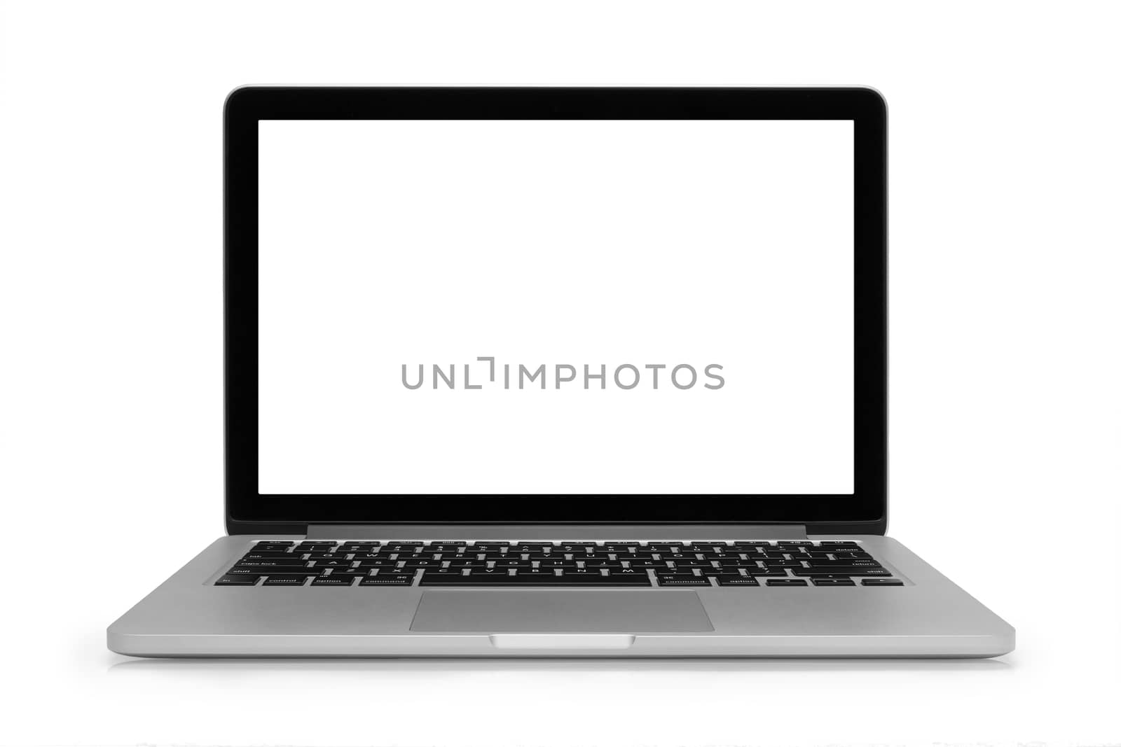 Laptop with space for your message isolated on white background