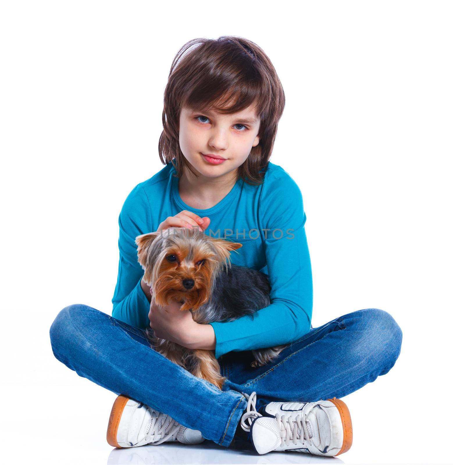 Boy with his Yorkshire terrier by maxoliki