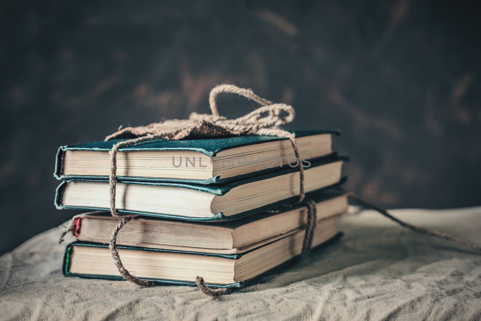 stack of books on the table