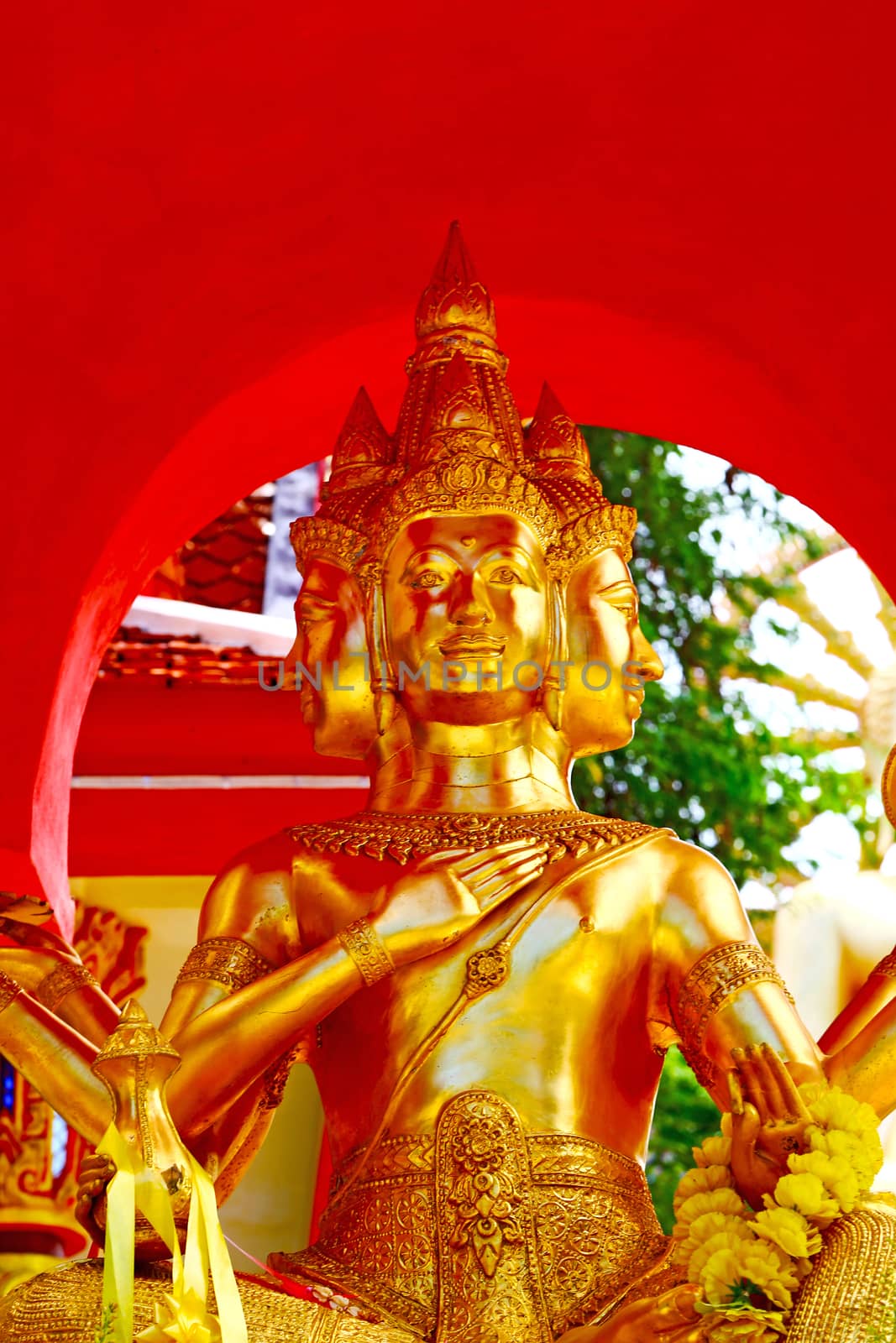 siddharta   in the temple bangkok asia   red three face by lkpro
