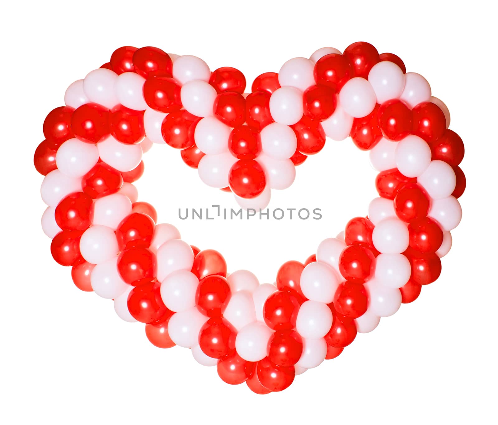 Heart shape made from red and white balloons by Valengilda