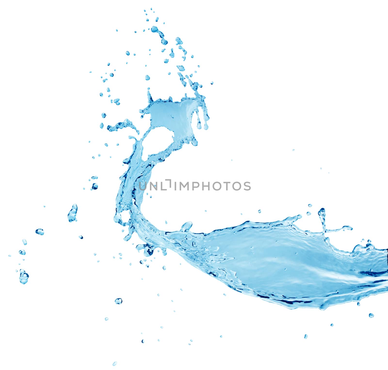 Blue water splashing isolated on white background