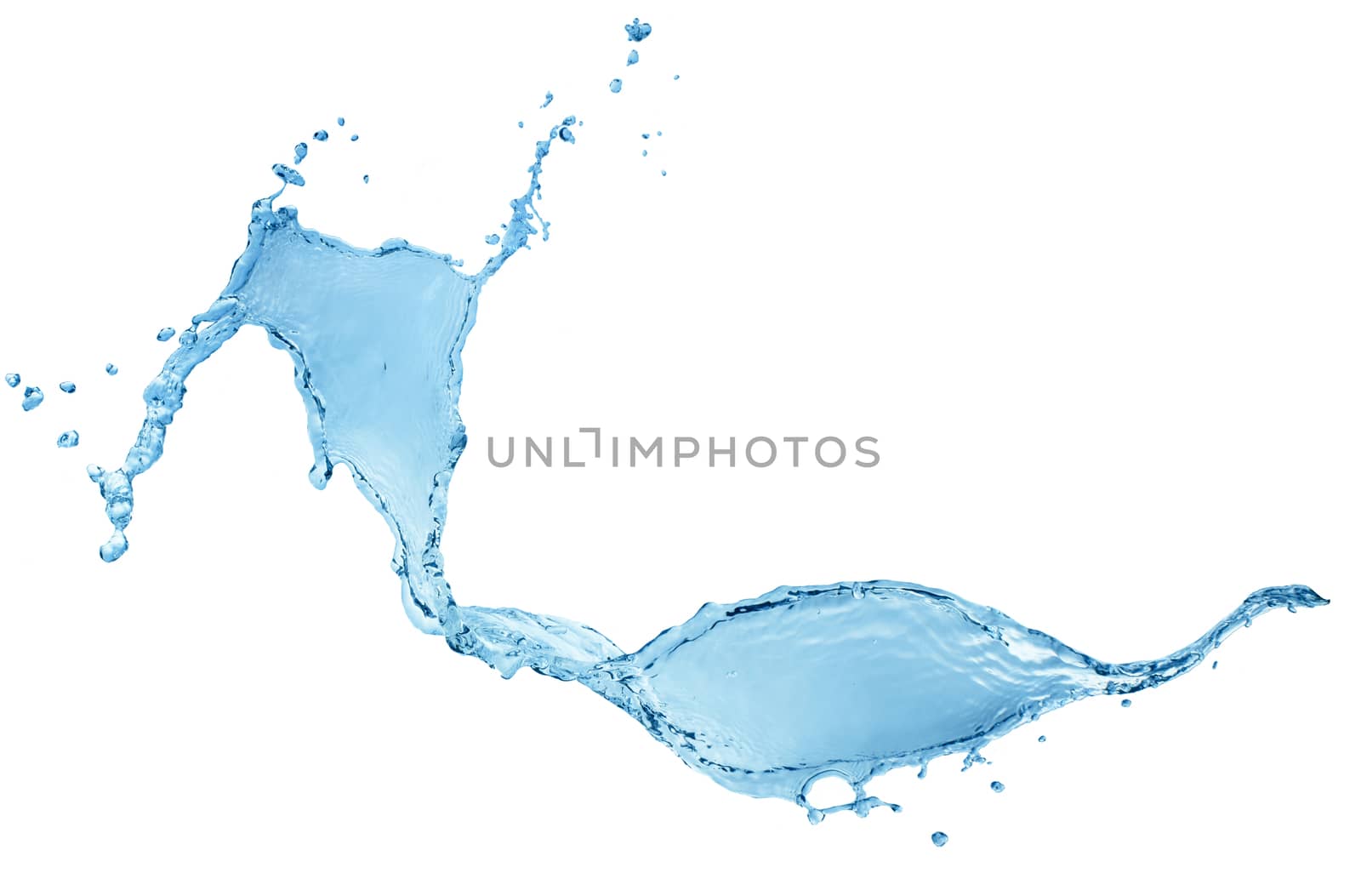 Blue water splashing isolated on white