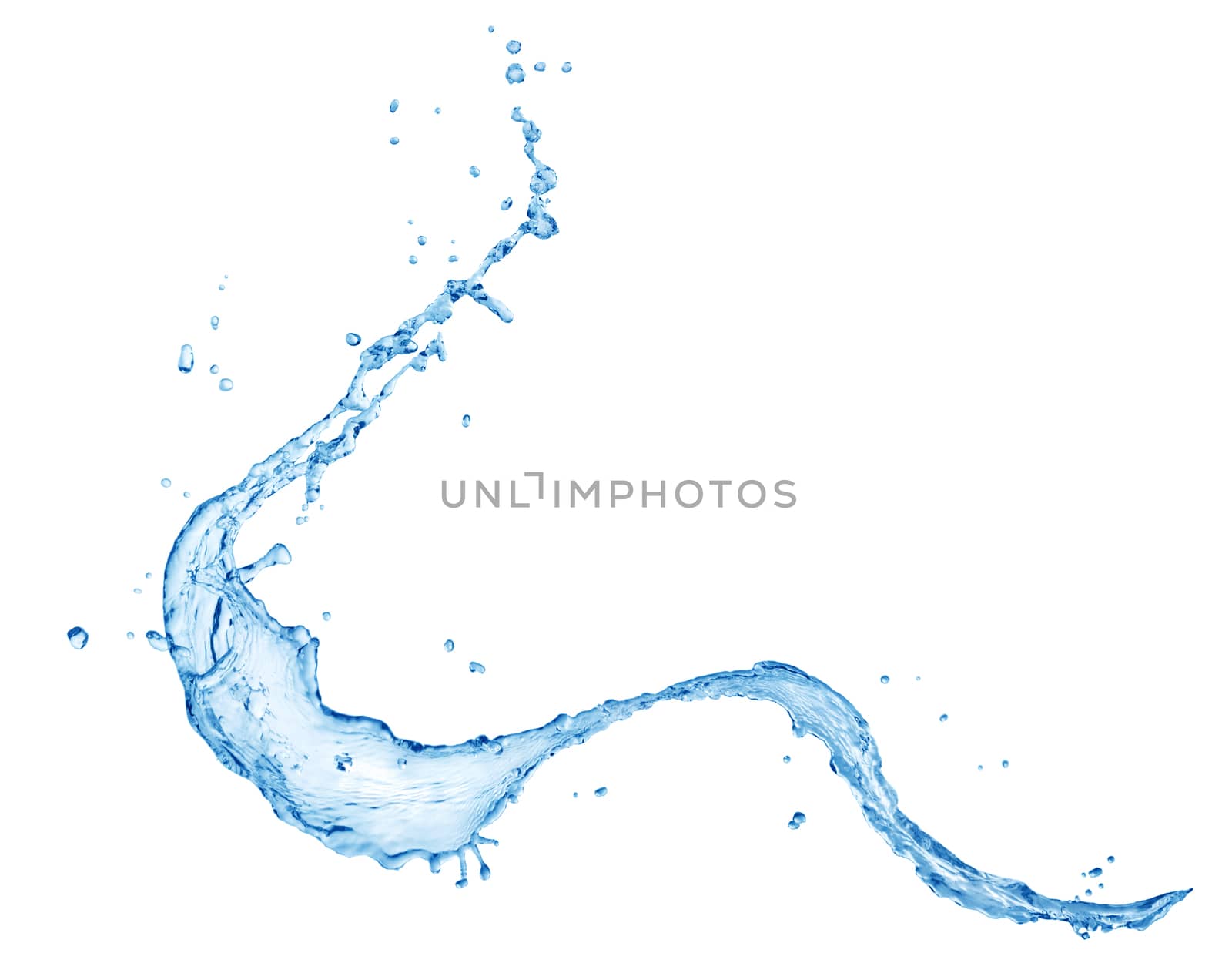 Blue water splashing isolated on white