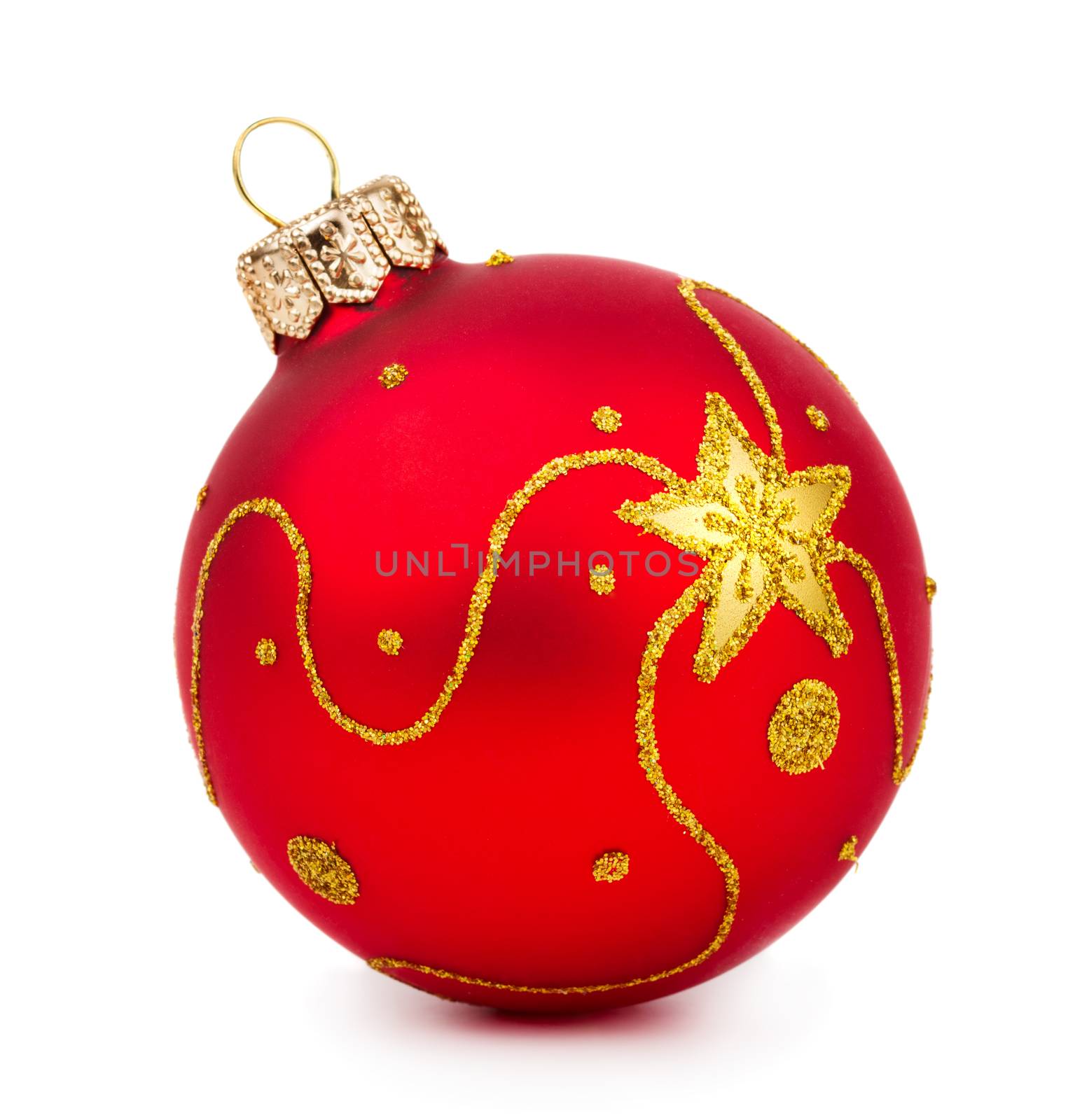 Red christmas ball isolated on white background