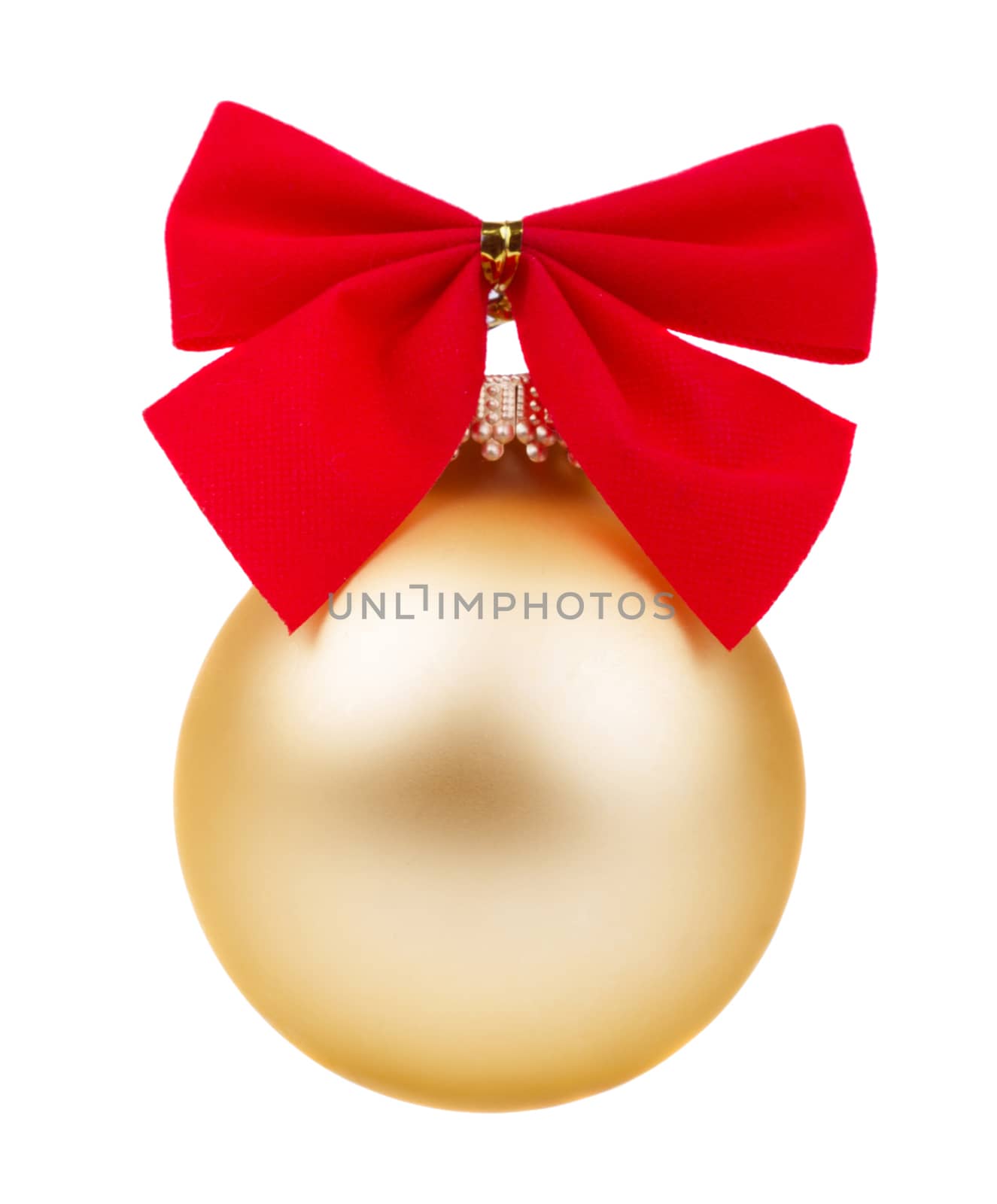 Christmas bauble with bow isolated on white background