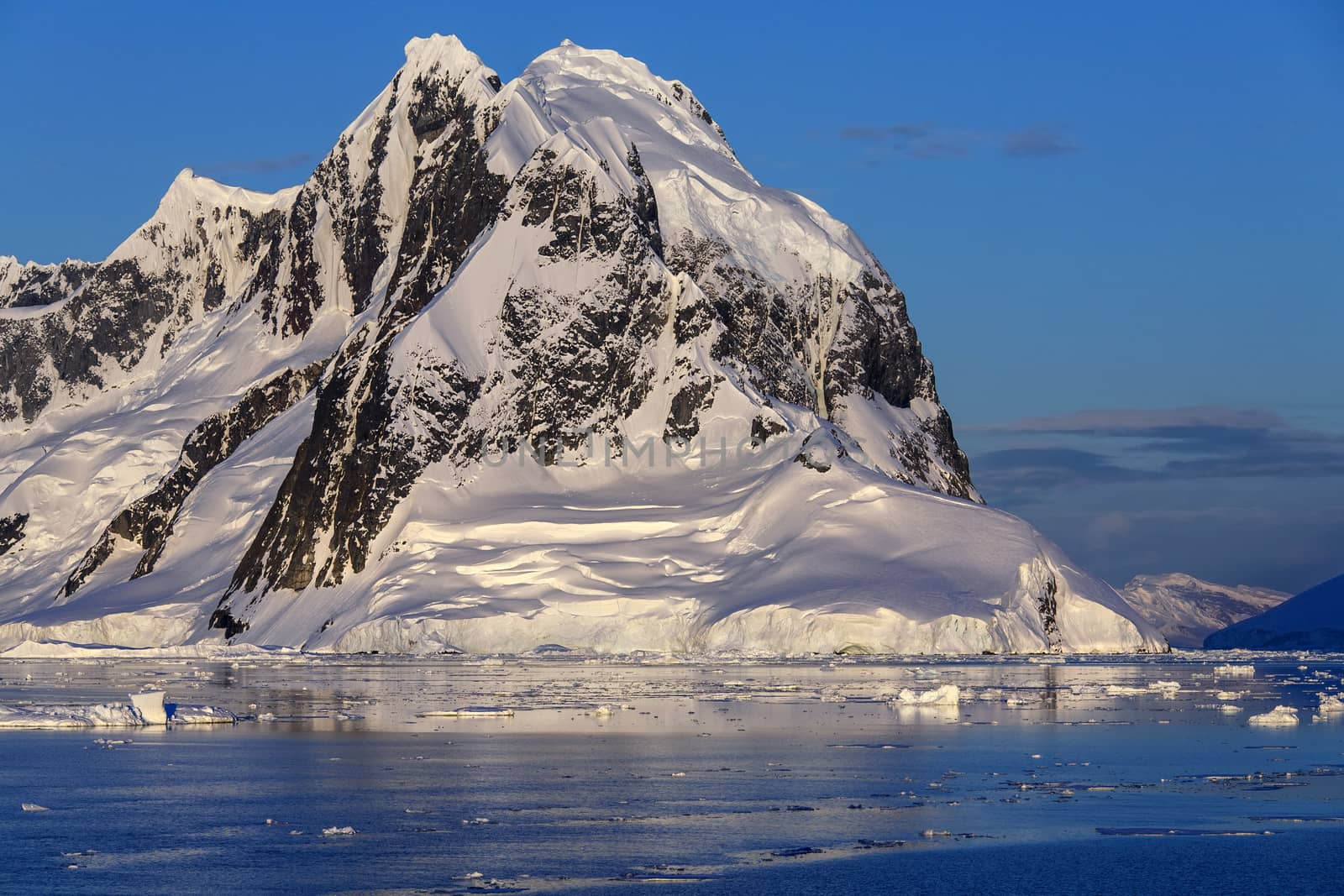 Scenery in the Lemaire Channel on the Antarctic Peninsula in Antarctica.