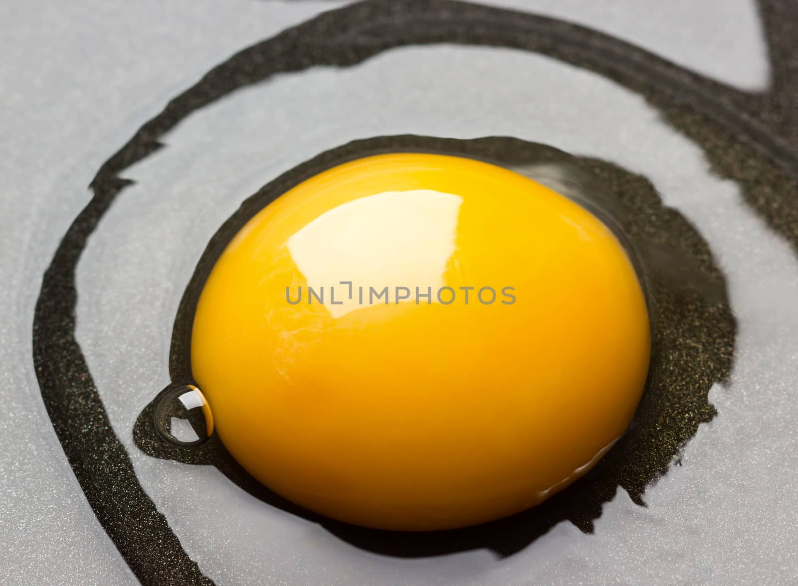 Raw egg on frying pan