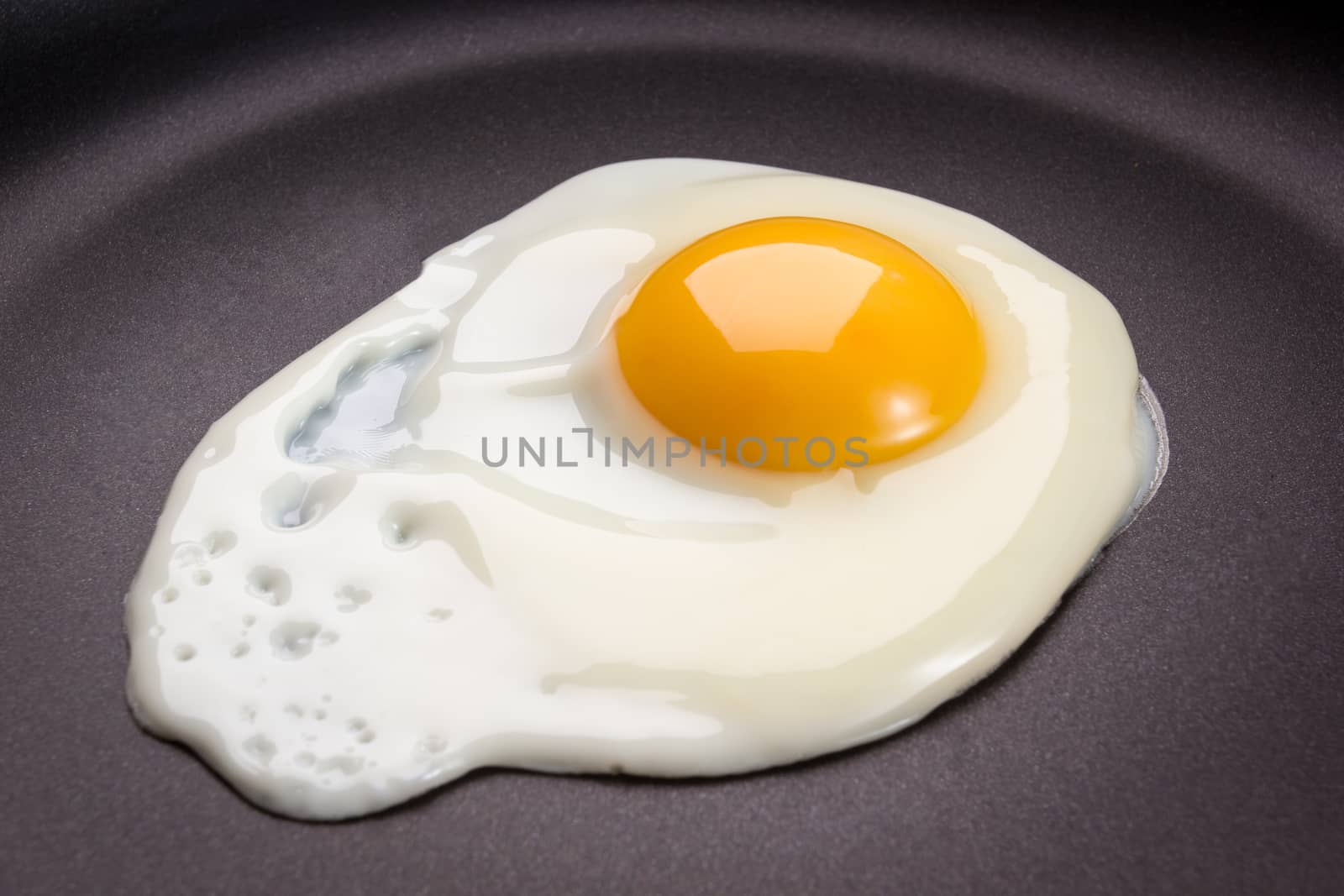 Fried egg on frying pan