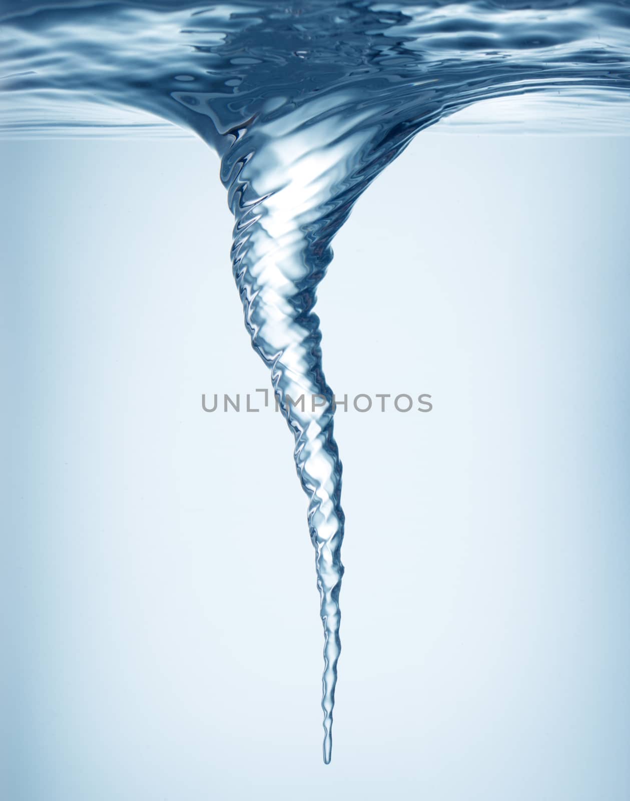 Whirlpool underwater in blue