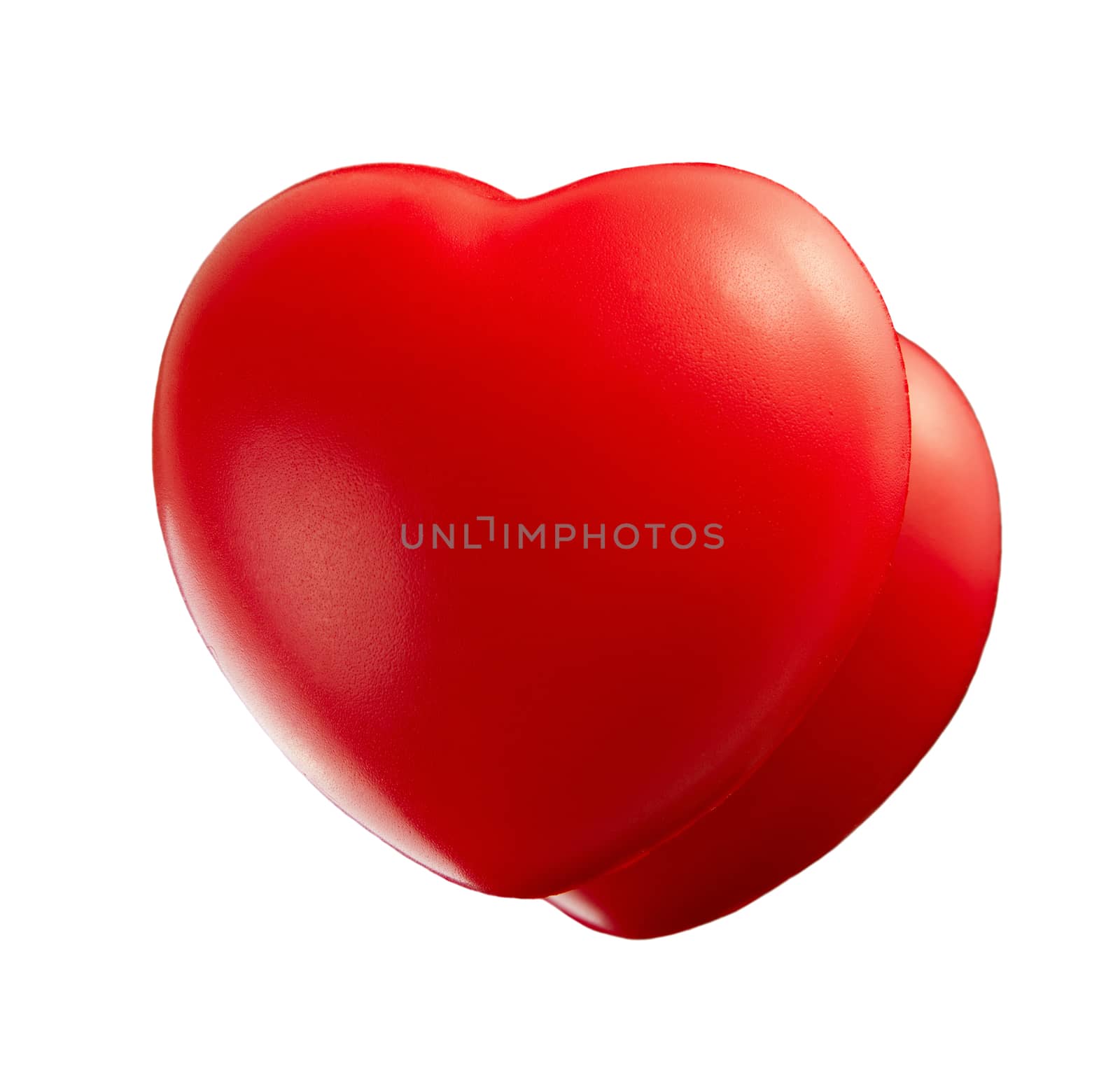 Two red hearts isolated on white background