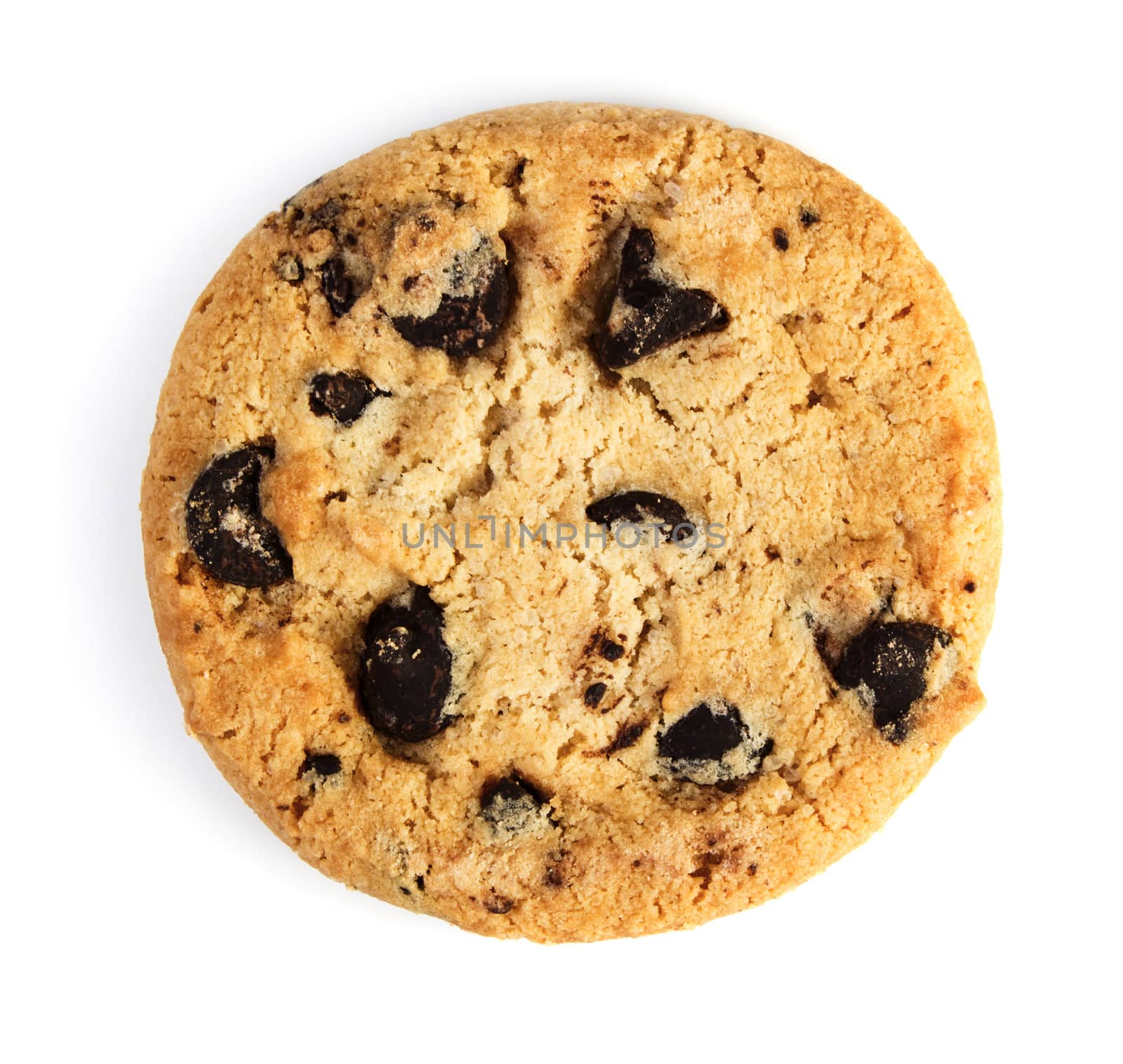 Chocolate chip cookie isolated on white background