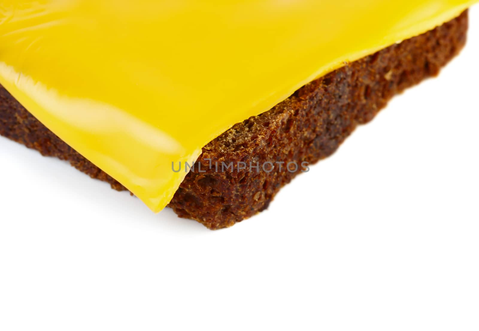 Clise up view of grilled cheese sandwich isolated on white background