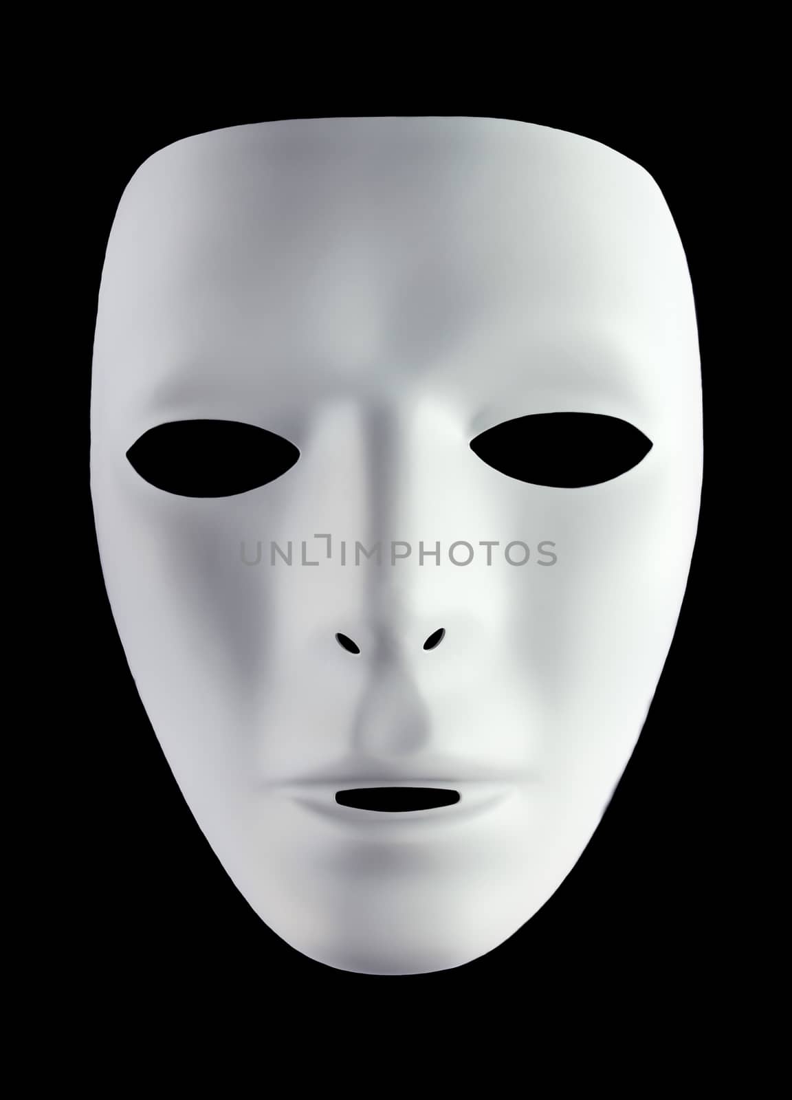 White mask for drama isolated on black background