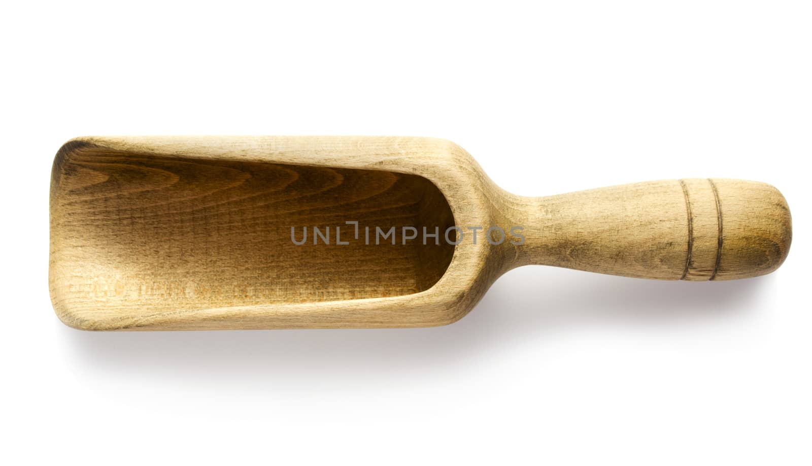 Old wooden scoop isolated on white