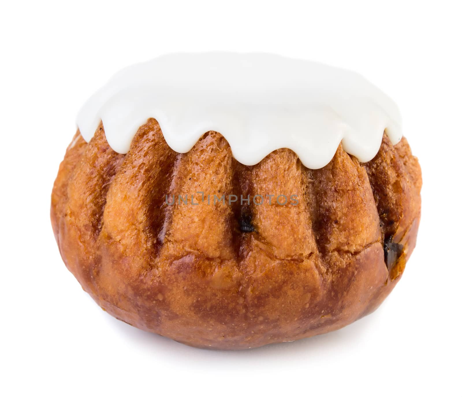 Sweet cake rum baba isolated on white background