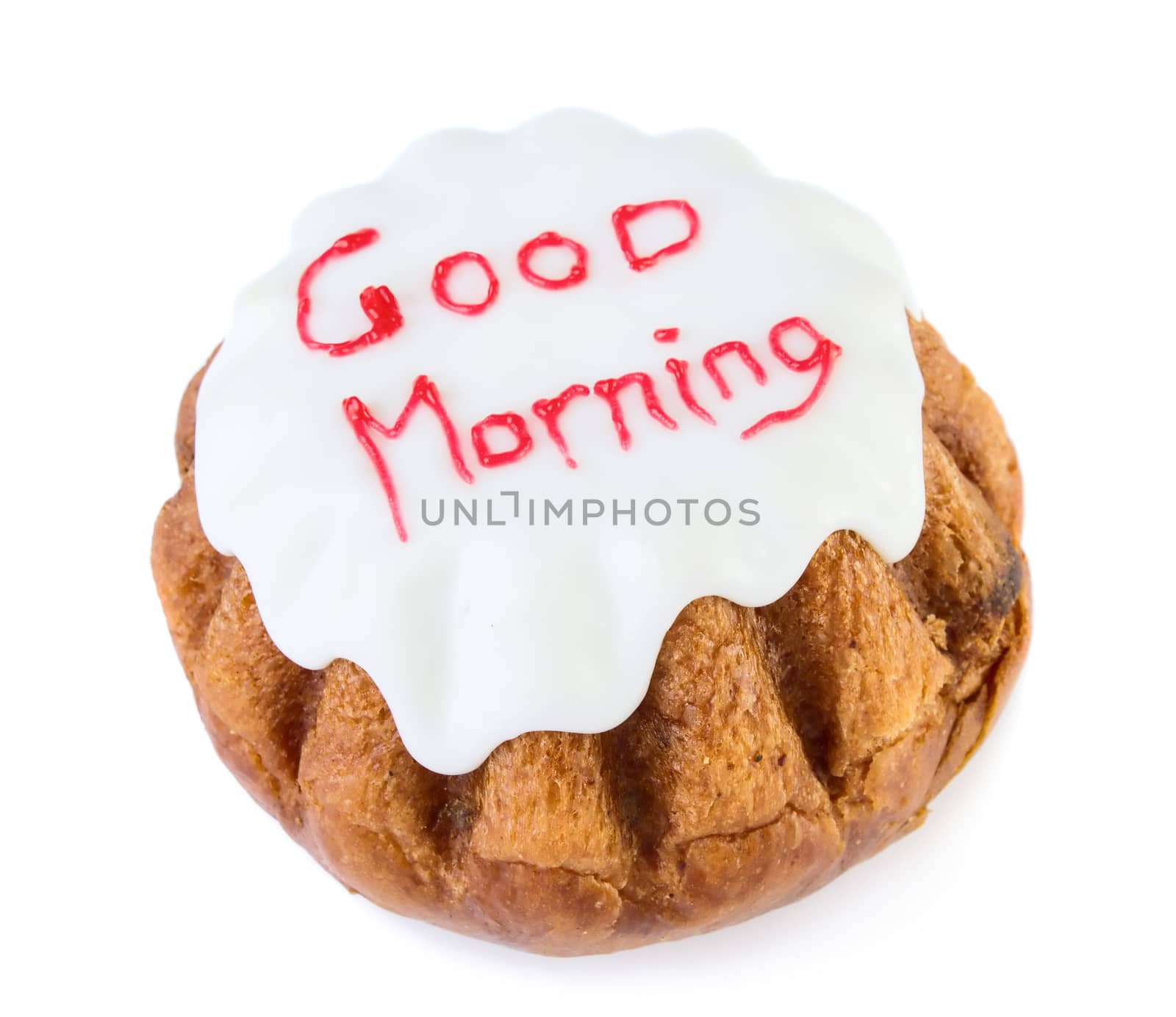 Sweet cake rum baba isolated on white background