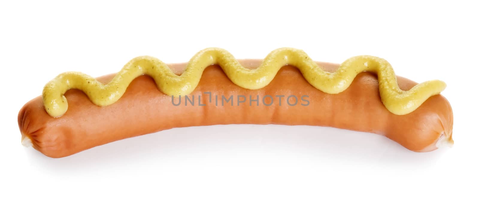 Sausage and mustard isolated on white background