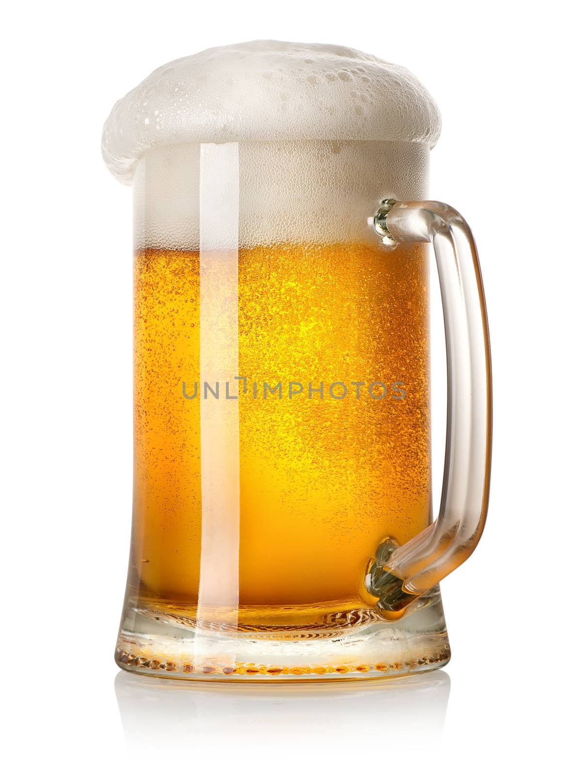 Mug of light beer isolated on a white background