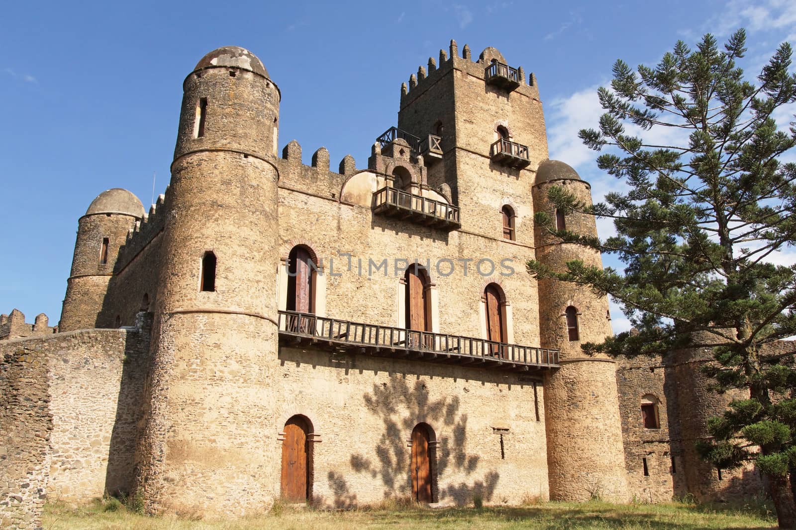 GONDAR, ETHIOPIA - NOVEMBER 26, 2014: Ruins of the palaces of Gondar on November 26, 2014 in Ethiopia, Africa.
