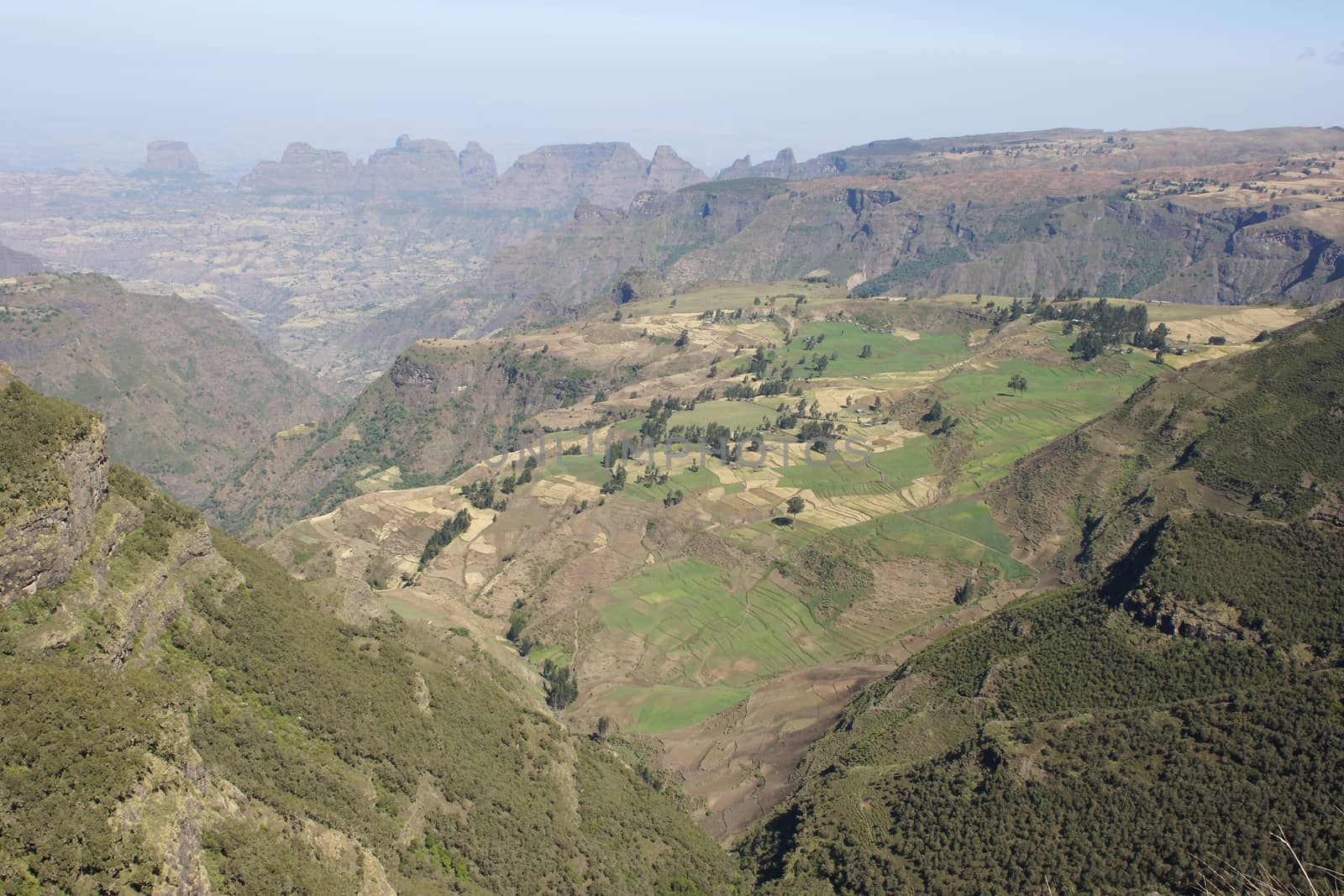 Panorama of the landscape of Semien Mountains National Park, Ethiopia, Africa