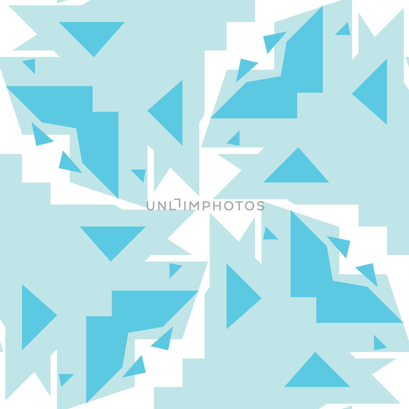 Seamless background pattern of various blue triangles over white