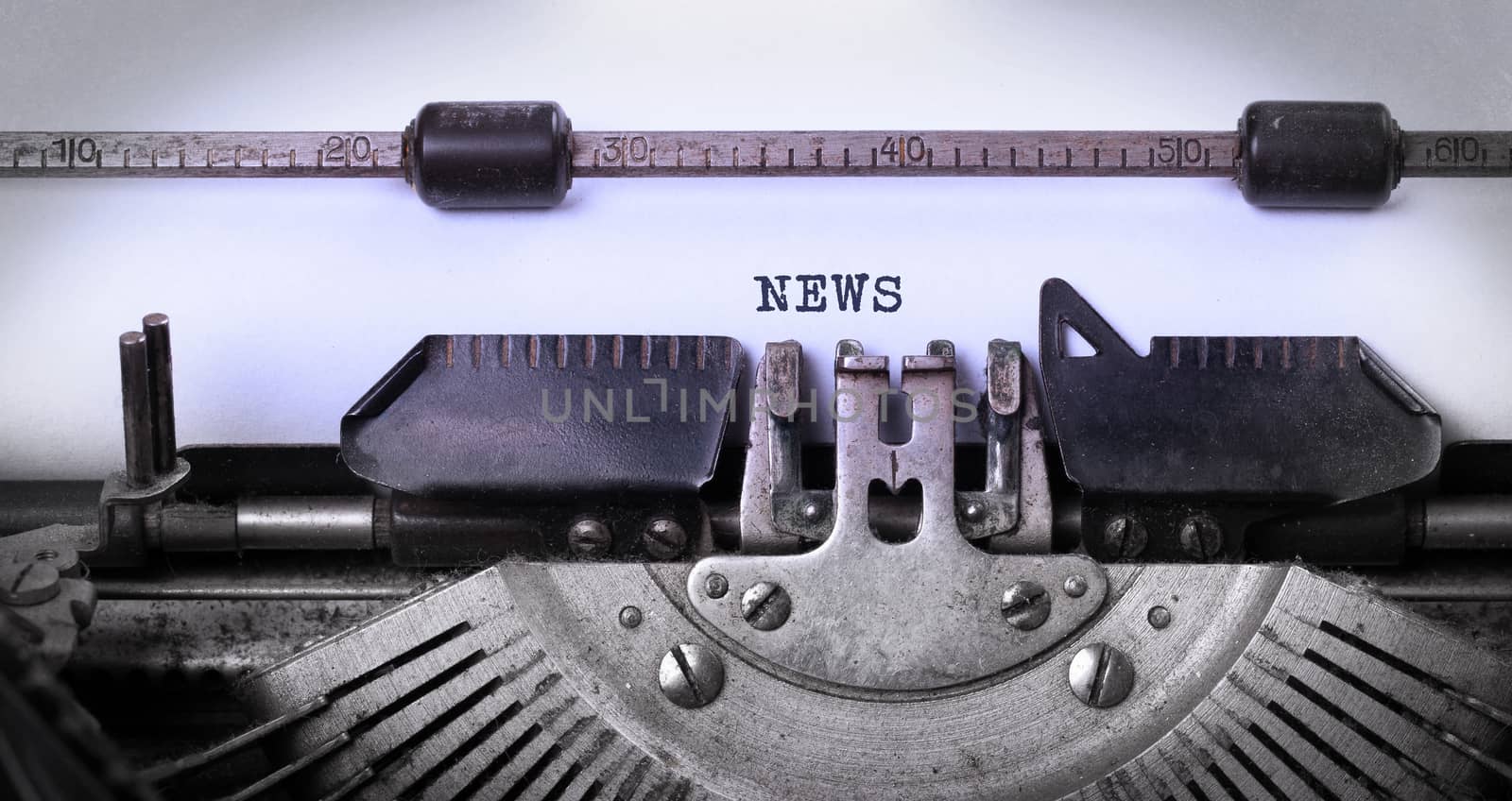 Vintage inscription made by old typewriter, news