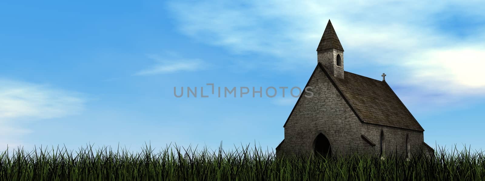 Small chapel in nature by day - 3D render