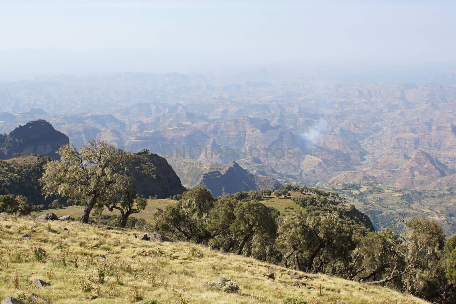 Panorama of the landscape of Semien Mountains National Park, Ethiopia, Africa