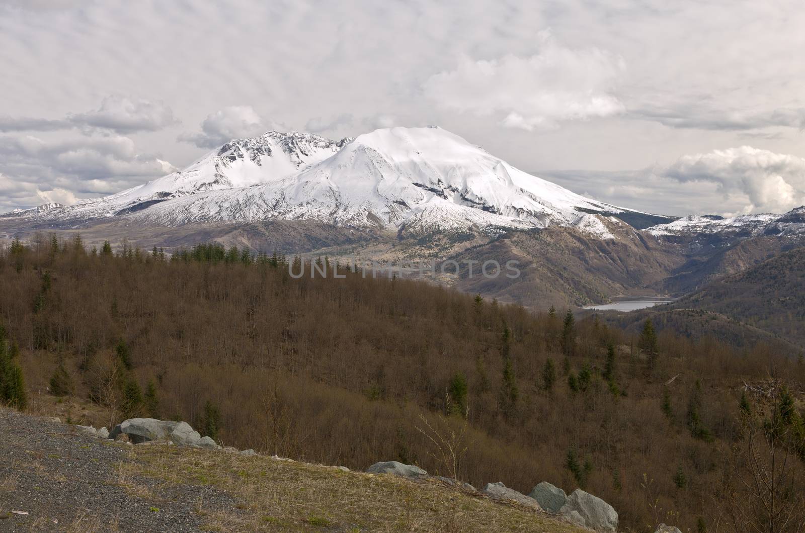 Overcast skies over mt. St. Helen's landscape. by Rigucci