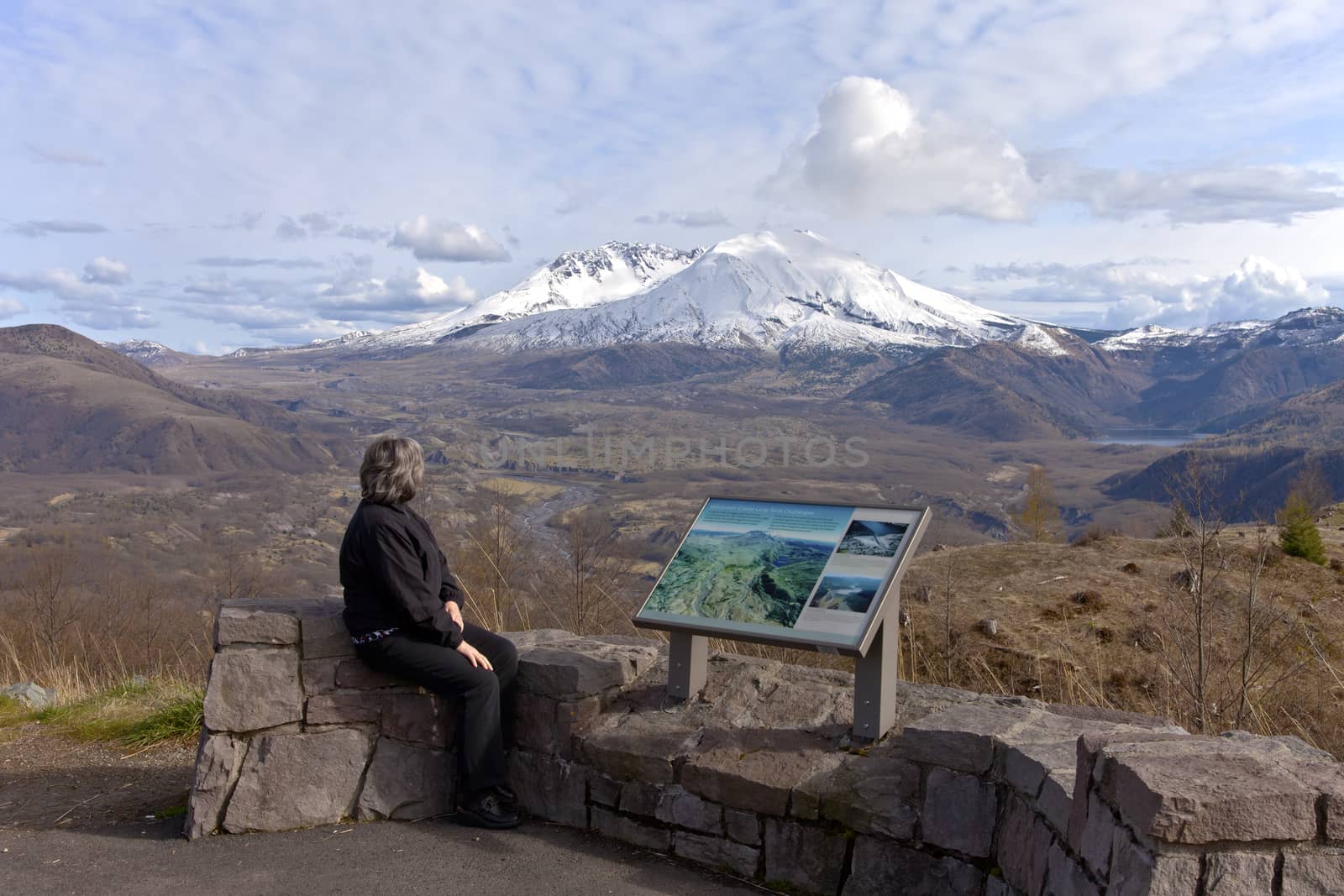 Mt. St. Helen with dramatic skies at sunset Washington state.