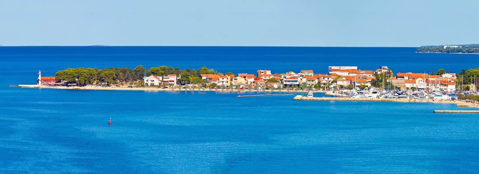 Puntamiika peninsula of Zadar aerial panorama, Dalmatia, Croatia