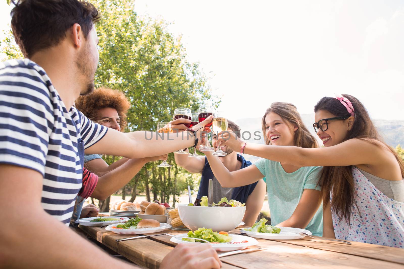 Happy friends in the park having lunch by Wavebreakmedia