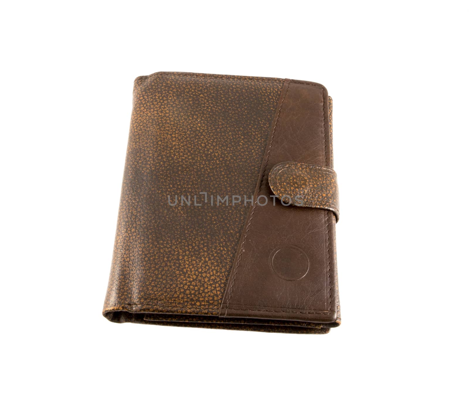 a brown leather wallet on white background