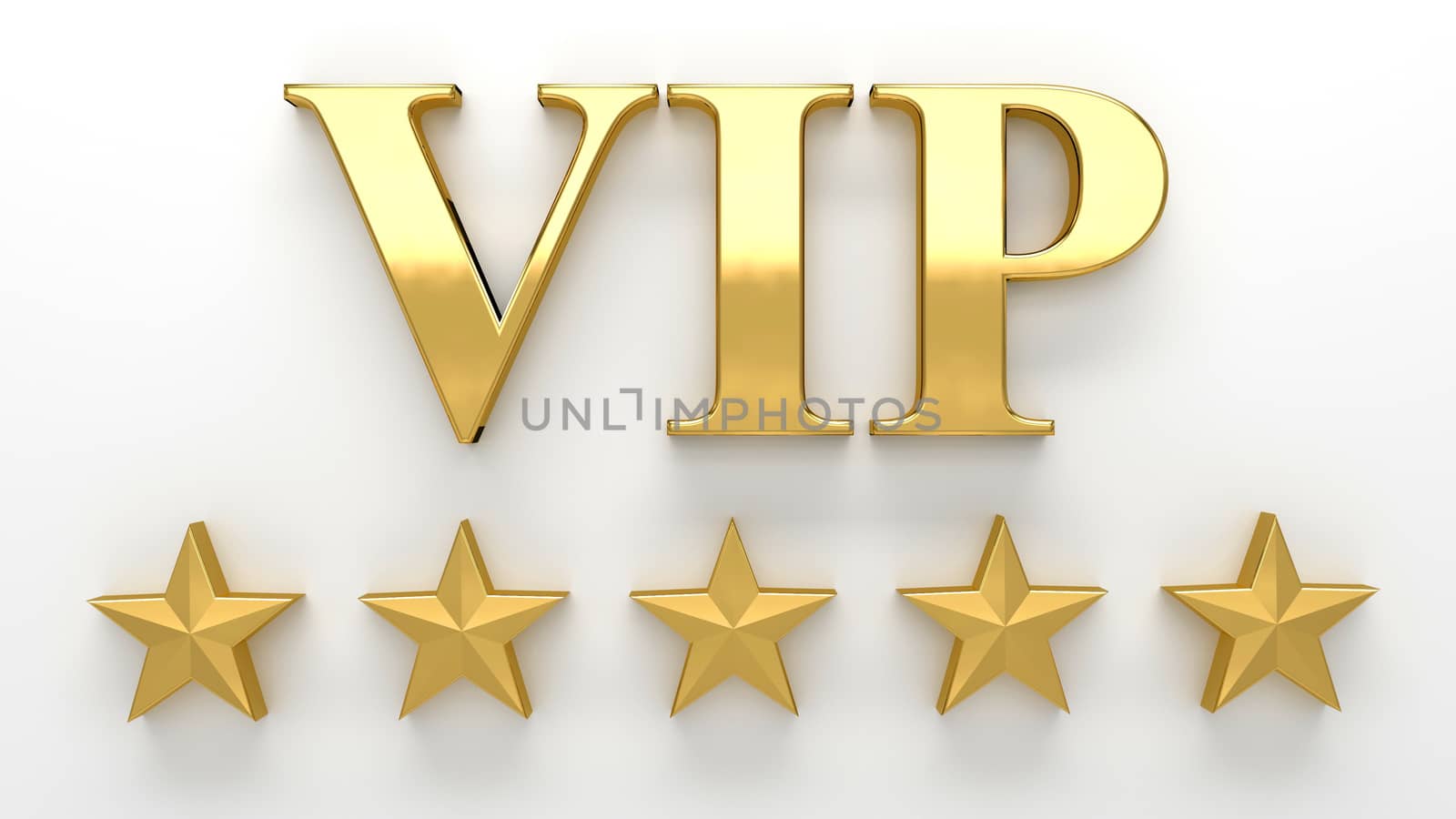 VIP - Very important person - gold 3D render on the wall background with soft shadow.
