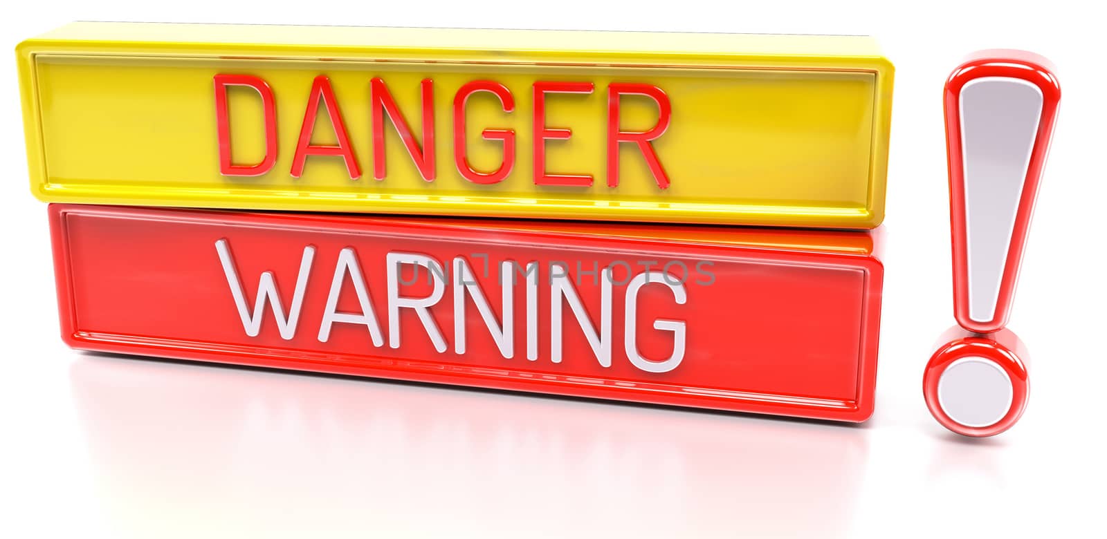 Danger Warning - 3d banner, isolated on white background