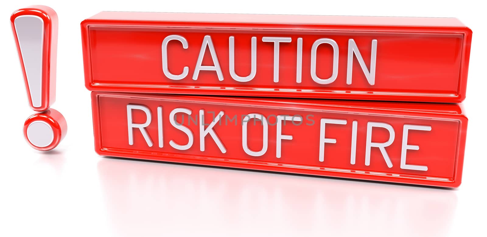 Caution, Risk of Fire - 3d banner, isolated on white background by akaprinay